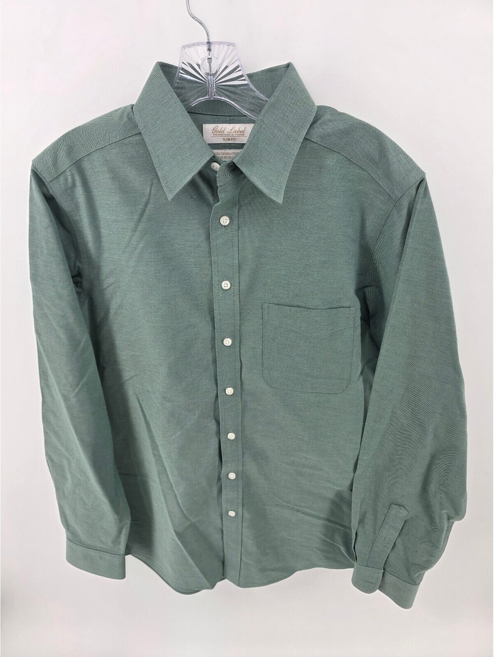 Gold Label sage green long sleeve button front shirt